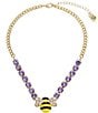 Color:Yellow - Image 1 - Crystal Bee Pendant Short Necklace