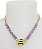 Color:Yellow - Image 3 - Crystal Bee Pendant Short Necklace
