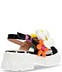 Color:Black/Multi - Image 3 - Beebee Puffy Floral Applique Platform Sandals