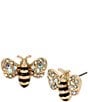 Color:Gold - Image 1 - Crystal Bumble Bee Stud Earrings