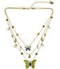 Color:Multi - Image 1 - Crystal Butterfly Rhinestone Layered Necklace