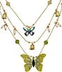 Color:Multi - Image 2 - Crystal Butterfly Rhinestone Layered Necklace
