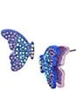 Color:purple - Image 2 - Crystal Butterfly Wing Rhinestone Stud Earrings