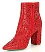 Color:Red - Image 4 - Blue by Betsey Johnson Cady Rhinestone Embellished Block Heel Booties