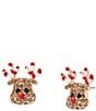 Betsey Johnson Christmas Candy Cane Reindeer Statement Stud Earrings - Image 1
