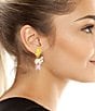 Color:Pastel Multi - Image 2 - Bug & Flower Rhinestone Mismatch Drop Earrings