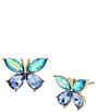 Color:Purple - Image 1 - Crystal Butterfly Gem Stud Earrings
