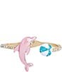 Color:Multi/Gold - Image 1 - Crystal Dolphin Bangle Bracelet