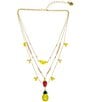Color:Multi - Image 1 - Crystal Fruit Charm Layered Short Multi-Strand Necklace