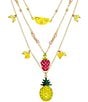 Color:Multi - Image 2 - Crystal Fruit Charm Layered Short Multi-Strand Necklace