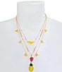Color:Multi - Image 3 - Crystal Fruit Charm Layered Short Multi-Strand Necklace