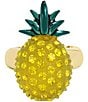 Color:Yellow - Image 1 - Crystal Pineapple Cocktail Stretch Ring