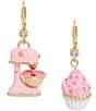 Color:Pink - Image 1 - Crystal Cupcake Rhinestone Mismatch Drop Earrings