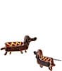 Color:Brown - Image 1 - Dachshund Hot Dog Stud Earrings