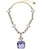 Color:Purple - Image 1 - Daisy Gem Crystal Pendant Statement Necklace