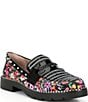 Color:Black Ditsy Floral - Image 1 - Darian Floral Rhinestone Penny Loafers