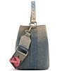Betsey Johnson Denim Turnlock Dome Studded Handle Bucket Bag - Image 4