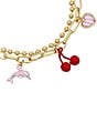 Color:Pink - Image 2 - Dolphin Pearl and Rhinestone Heart Charm Stretch Bracelet