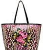 Betsey Johnson Leopard Embroidered Patch Floral Tote Bag, Color:Multi - Image 1