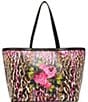 Betsey Johnson Leopard Embroidered Patch Floral Tote Bag, Color:Multi - Image 2