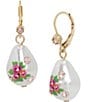 Color:Pearl - Image 1 - Floral Pearl and Rhinestone Drop Earrings