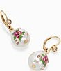 Color:Pearl - Image 2 - Floral Pearl and Rhinestone Drop Earrings