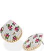 Color:White - Image 2 - Floral Shell Rhinestone Button Stud Earrings