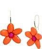 Color:Orange - Image 1 - Flower Dangle Statement Drop Earrings