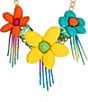 Color:Multi - Image 2 - Flower Fringe Rhinestone Statement Collar Necklace