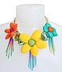 Color:Multi - Image 3 - Flower Fringe Rhinestone Statement Collar Necklace