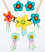 Color:Multi - Image 4 - Flower Fringe Rhinestone Statement Collar Necklace