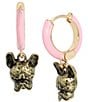 Color:Pink - Image 1 - Frenchie Huggie Hoop Earrings
