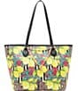 Color:Yellow - Image 1 - Fresh N Fruity Print With Necklace Tote Bag