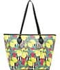 Color:Yellow - Image 2 - Fresh N Fruity Print With Necklace Tote Bag