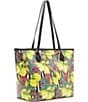Color:Yellow - Image 4 - Fresh N Fruity Print With Necklace Tote Bag