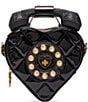 Color:Black - Image 1 - Heart Functional Phone Tag Gold Hardware Crossbody Bag