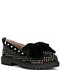 Color:Black Multi - Image 1 - Girls' Carlo Rhinestone and Pearl Studded Bow Loafers (Youth)