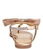 Color:Champagne - Image 3 - Girls' Sasha Rhinestone Jeweled Bow Sandals (Youth)