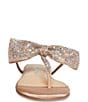 Color:Champagne - Image 4 - Girls' Sasha Rhinestone Jeweled Bow Sandals (Youth)