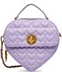 Color:Lavender - Image 1 - Heart Attack Quilted Vegan Leather Crossbody Bag