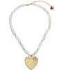 Color:Pearl - Image 1 - Heart Pendant Pearl Statement Necklace