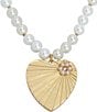 Color:Pearl - Image 2 - Heart Pendant Pearl Statement Necklace