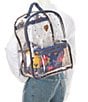 Color:Denim - Image 3 - Large Denim Floral Clear Backpack