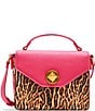 Betsey Johnson Leopard Cocktail Time Flap Top Handle Crossbody Bag, Color:Pink Multi - Image 1