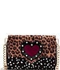 Color:Multi - Image 1 - Heart Leopard Wallet On A Chain Crossbody Bag