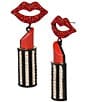 Color:Red - Image 1 - Lipstick Drop Earrings
