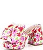 Color:White/Multi - Image 4 - Maccie Floral Print Pearl Embellished Platform Slide Sandals
