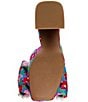 Color:Blue/Multi - Image 6 - Maccie Floral Print Pearl Bow Platform Dress Sandals