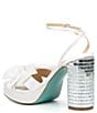 Color:Ivory - Image 3 - Maddy Satin Bow Mirror Rhinestone Embellished Heel Dress Sandals