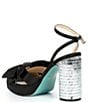 Color:Black - Image 3 - Maddy Satin Bow Mirror Rhinestone Embellished Heel Dress Sandals